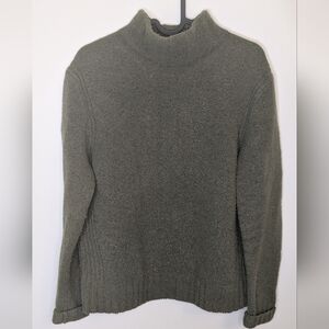 J Crew Sz M Merino Alpaca Blend Mockneck Washable Wool Sweater Olive Green